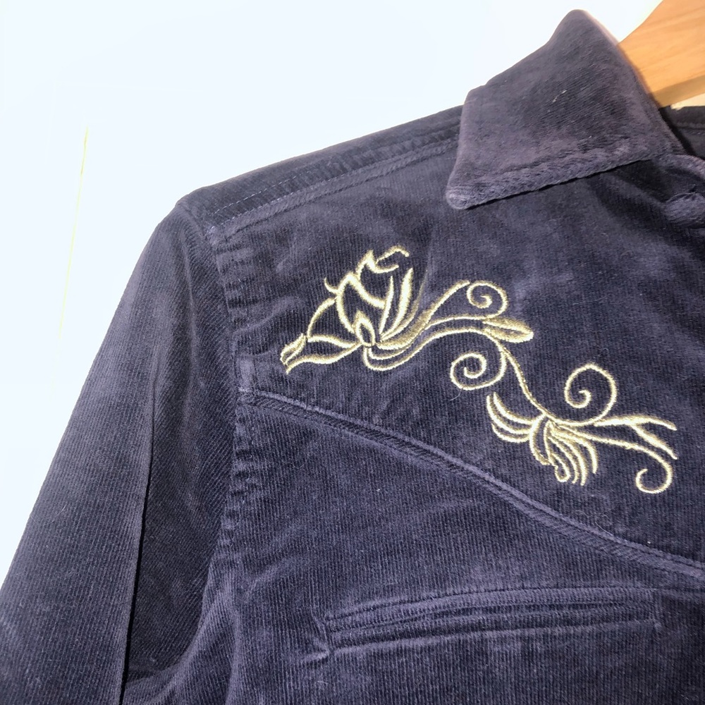 Blue velvet collared shirt - Size M